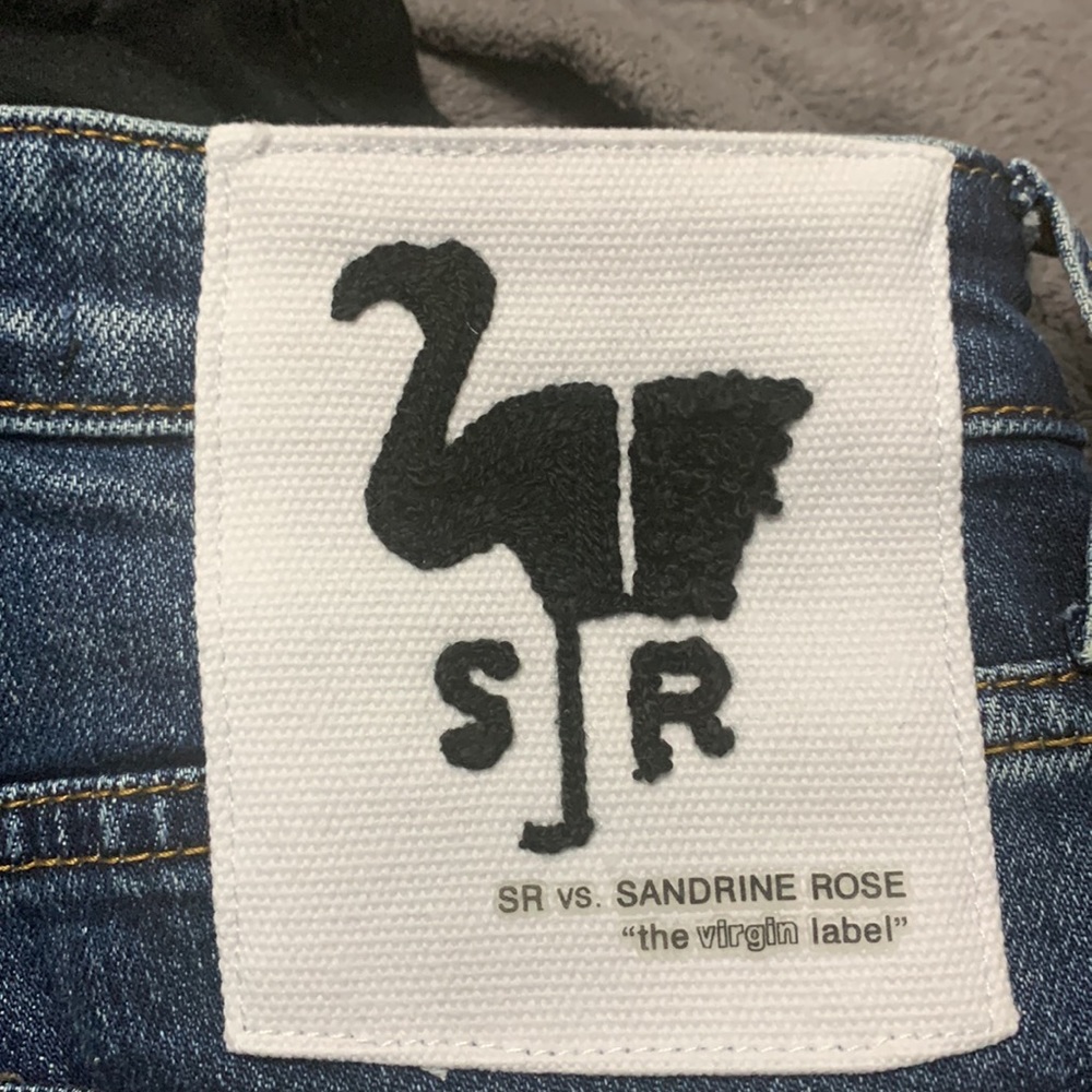 Free People x Sandrine Rose Women Blue Medit Flare Leg Jeans Sz 24 Distressed - Picture 10 of 10